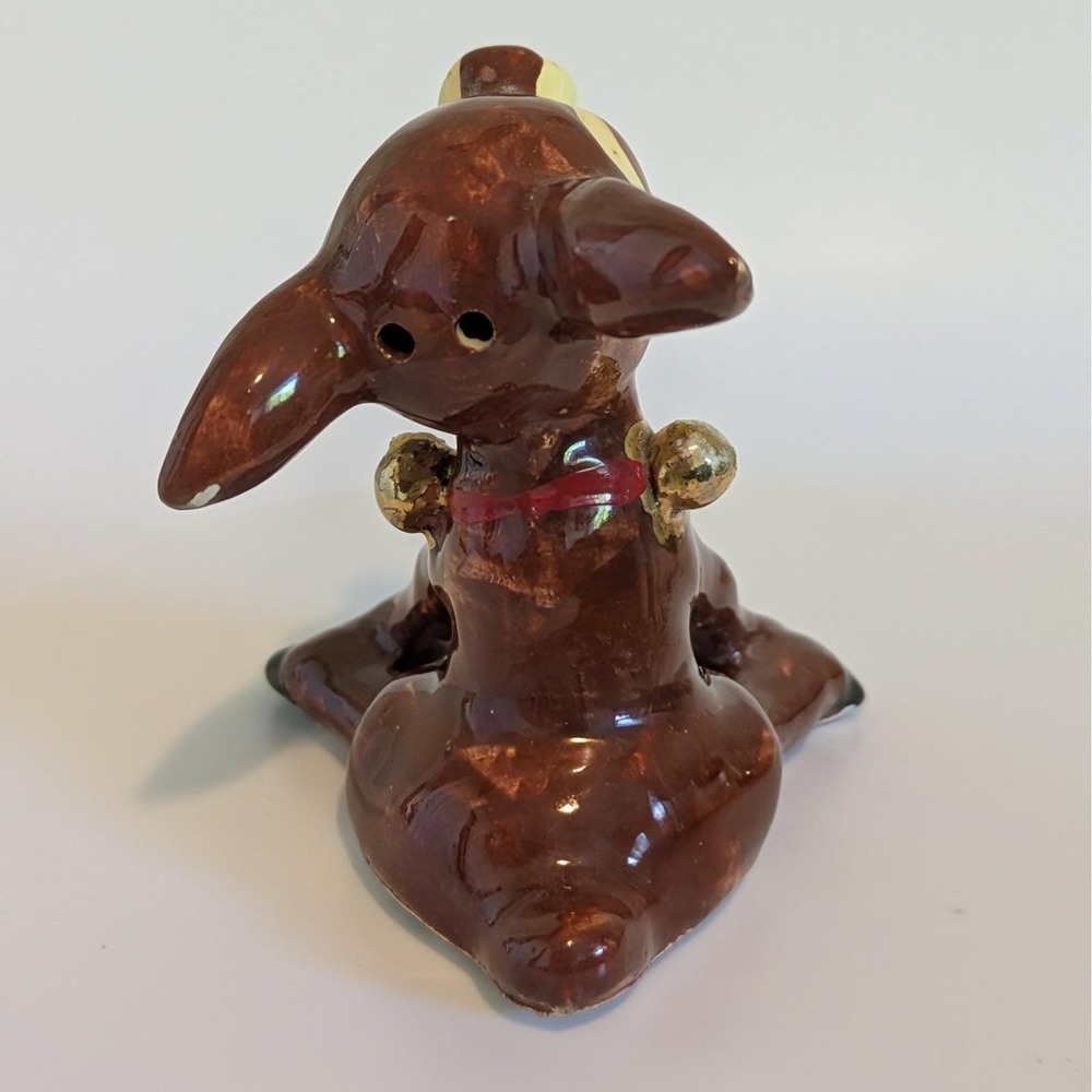 Napco Reindeer Kissing Salt & Peppers Gold Bells Cork‎ Stoppers, Dear & Dearest - Picture 10 of 14